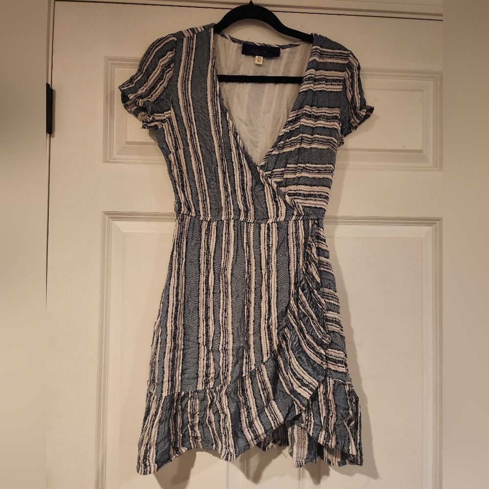 Blue Rain blue and white striped dress XS
